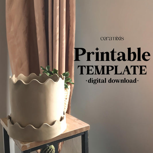 Round Planter Pottery Template, Ceramic Slab Building, Video Tutorial, Digital Download