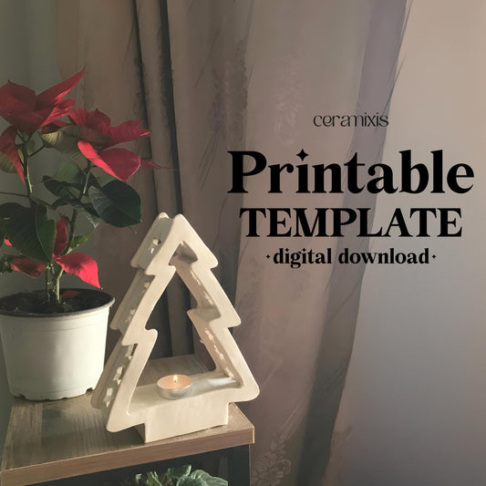 Tree Candle Holder Pottery Template, Ceramic Slab Building, Digital Download