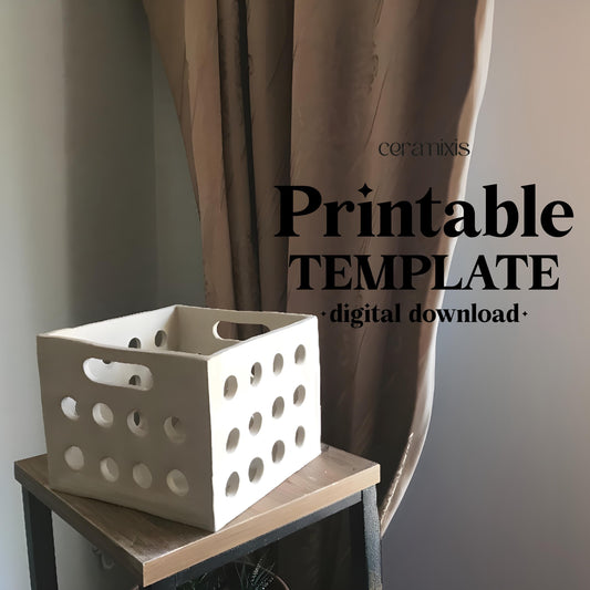Square Organizer Box Pottery Template, Ceramic Slab Building, Digital Download