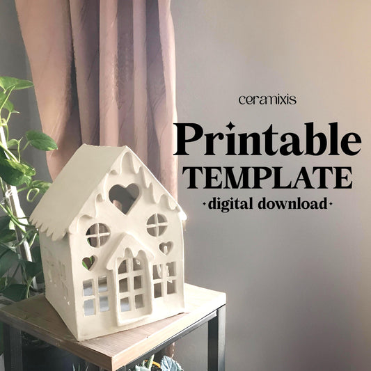 Christmas Candle Holder Pottery Template, Ceramic Slab Building, Digital Download