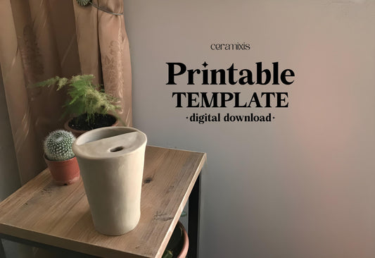 Travel Mug Pottery Template, Ceramic Slab Building, Digital Download