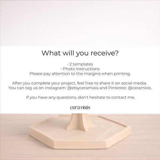 Dessert Serving Stand Pottery Template, Ceramic Slab Building, Digital Download