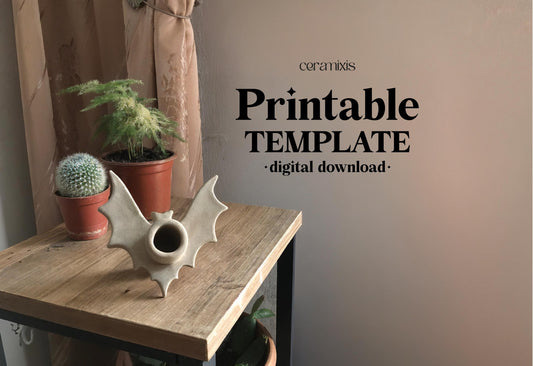 Bat Candle Holder Pottery Template, Halloween Decor, Ceramic Slab Building, Digital Download