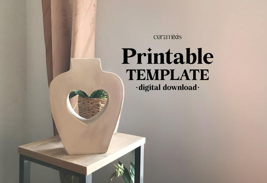 Heart Shaped Vase Slab Building Template | Pottery Template | Ceramic Tools | Handbuilding | Digital Download
