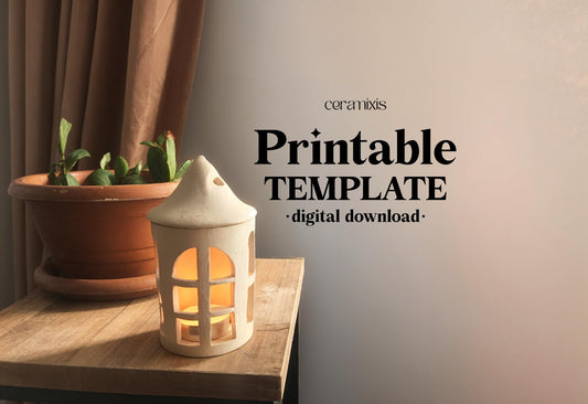 Tealight House Pottery Template, Christmas Ceramic Decor, Slab Building, Digital Download