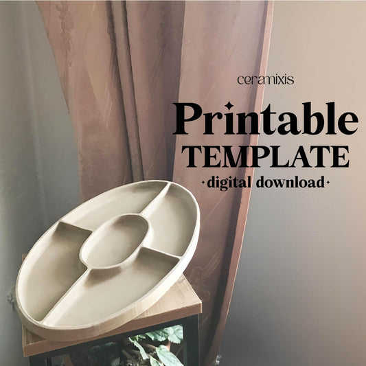 Divided Plate Serving Slab Building Template | Pottery Template | Ceramic Tools | Handbuilding | Digital Download