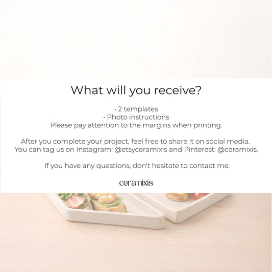 Tapas Plate Pottery Template, Ceramic Slab Building, Digital Download