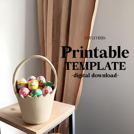 Egg Basket Slab Building Template | Pottery Template | Easter Day Decor | Handbuilding | Digital Download