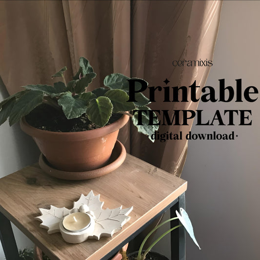 Lingonberry Candle Holder Slab Building Template | Pottery Template | Christmas Home Decor | Handbuilding | Digital Download
