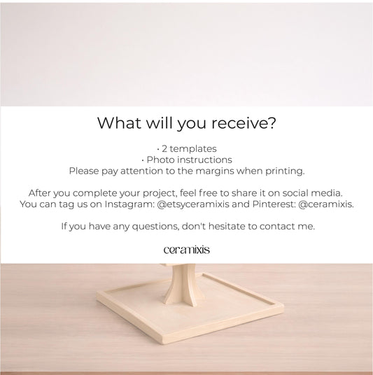 Dessert Serving Stand Set Pottery Template, Ceramic Slab Building, Digital Download