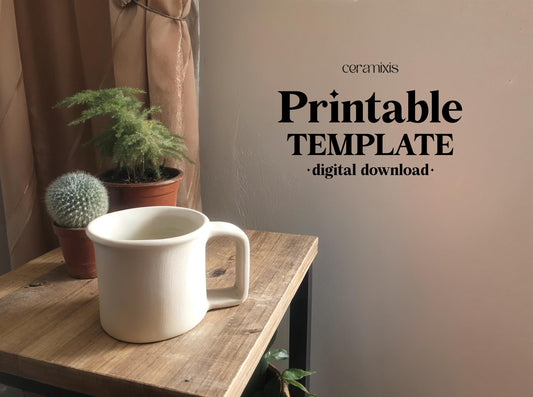 Mug Pottery Template, Ceramic Slab Building, Digital Download