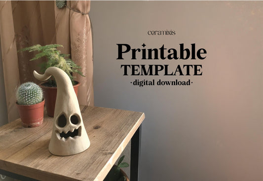 Ghost Candle Holder Pottery Template, Halloween Decor, Ceramic Slab Building, Digital Download
