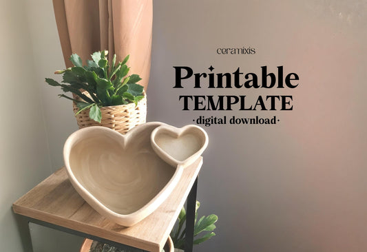 Heart Shaped Chips and Dip Bowl Template, Ceramic Slab Building, Digital Download