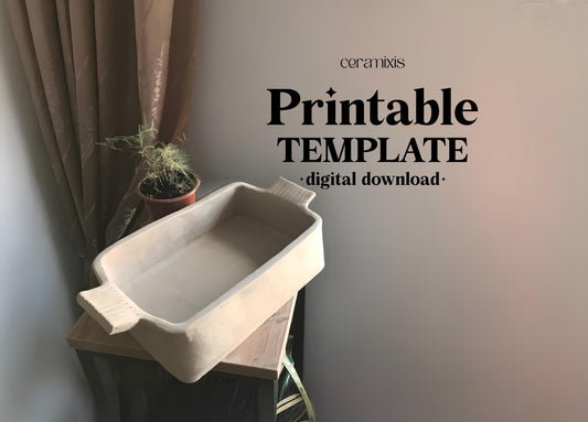Baking Dish Pottery Template, Ceramic Slab Building, Digital Download