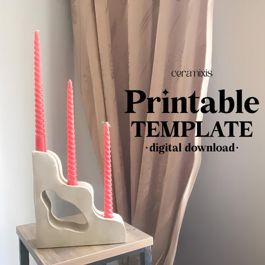Candle Holder Pottery Template, Ceramic Slab Building, Digital Download