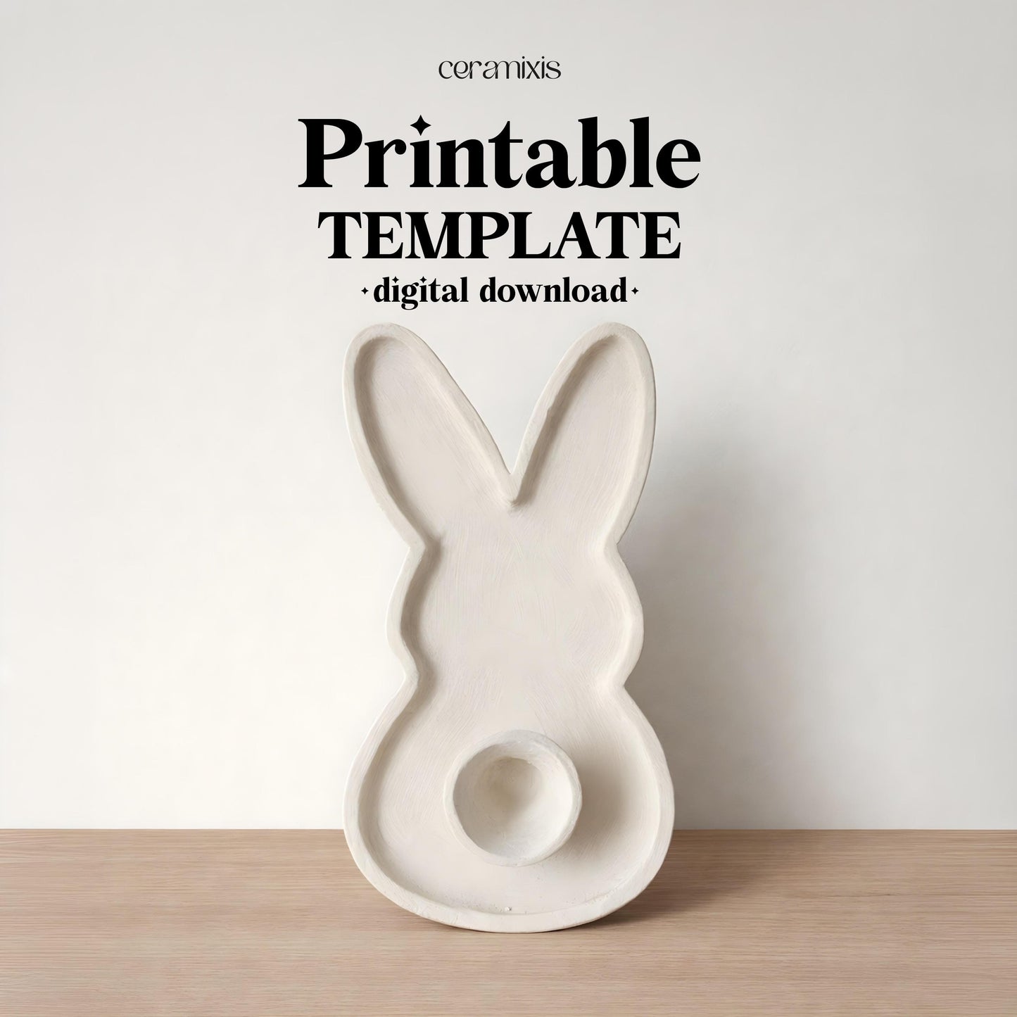 Bunny Chips and Dip Bowl Pottery Template, Ceramic Slab Building, Easter, Digital Download