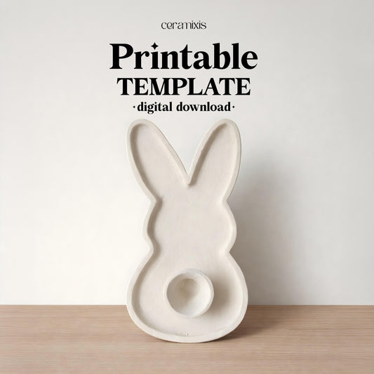 Bunny Chips and Dip Bowl Pottery Template, Ceramic Slab Building, Easter, Digital Download