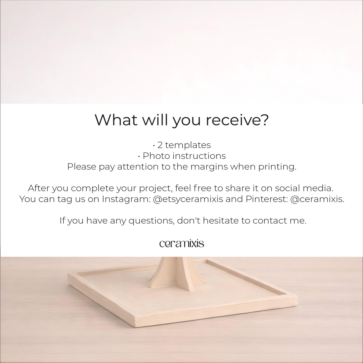 Dessert Serving Stand Pottery Template, Ceramic Slab Building, Digital Download