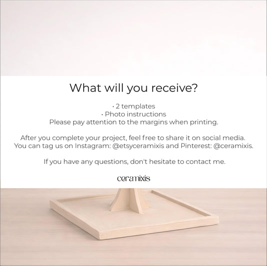Dessert Serving Stand Pottery Template, Ceramic Slab Building, Digital Download