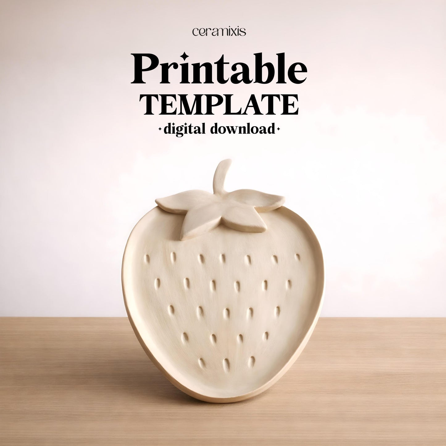 Strawberry Plate Pottery Template, Ceramic Slab Building, Digital Download