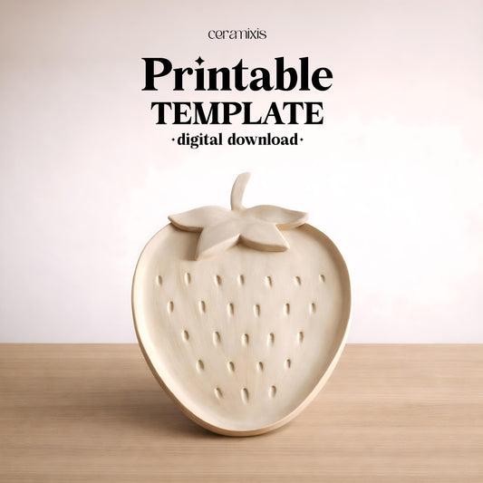Strawberry Plate Pottery Template, Ceramic Slab Building, Digital Download