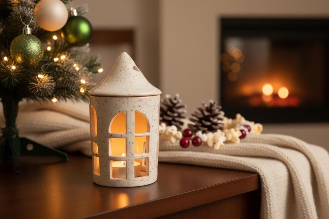 Tealight House Pottery Template, Christmas Ceramic Decor, Slab Building, Digital Download