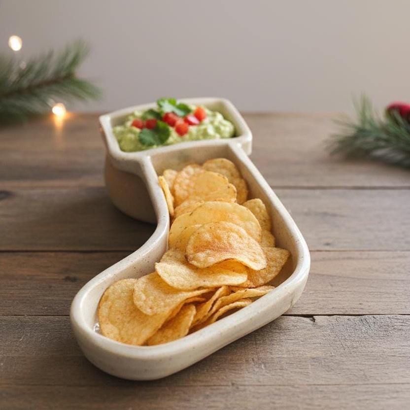 Chips and Dip Bowl Pottery Template, Christmas Ceramic, Slab Building, Digital Download