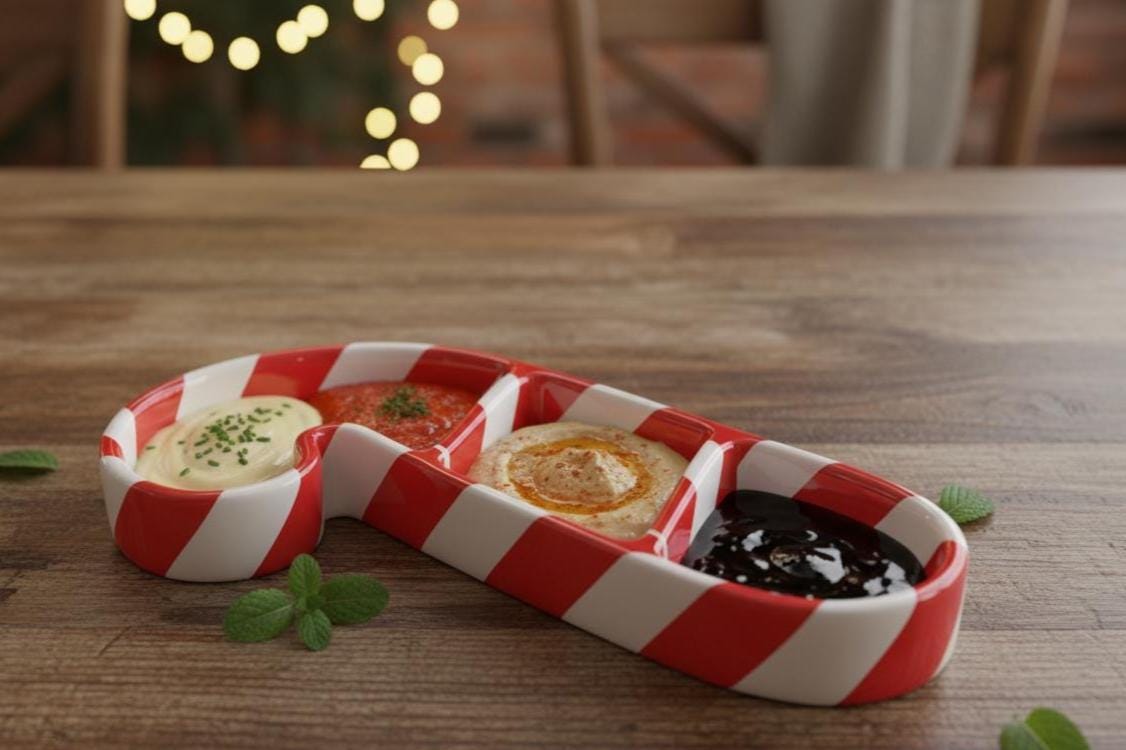 Candy Cane Divided Serving Dish Pottery Template, Ceramic Slab Building, Digital Download