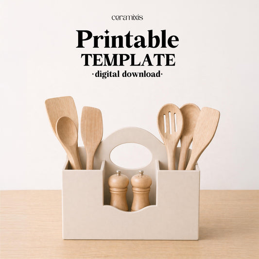 Kitchen Organizer with Handle Pottery Template, Ceramic Slab Building, Digital Download