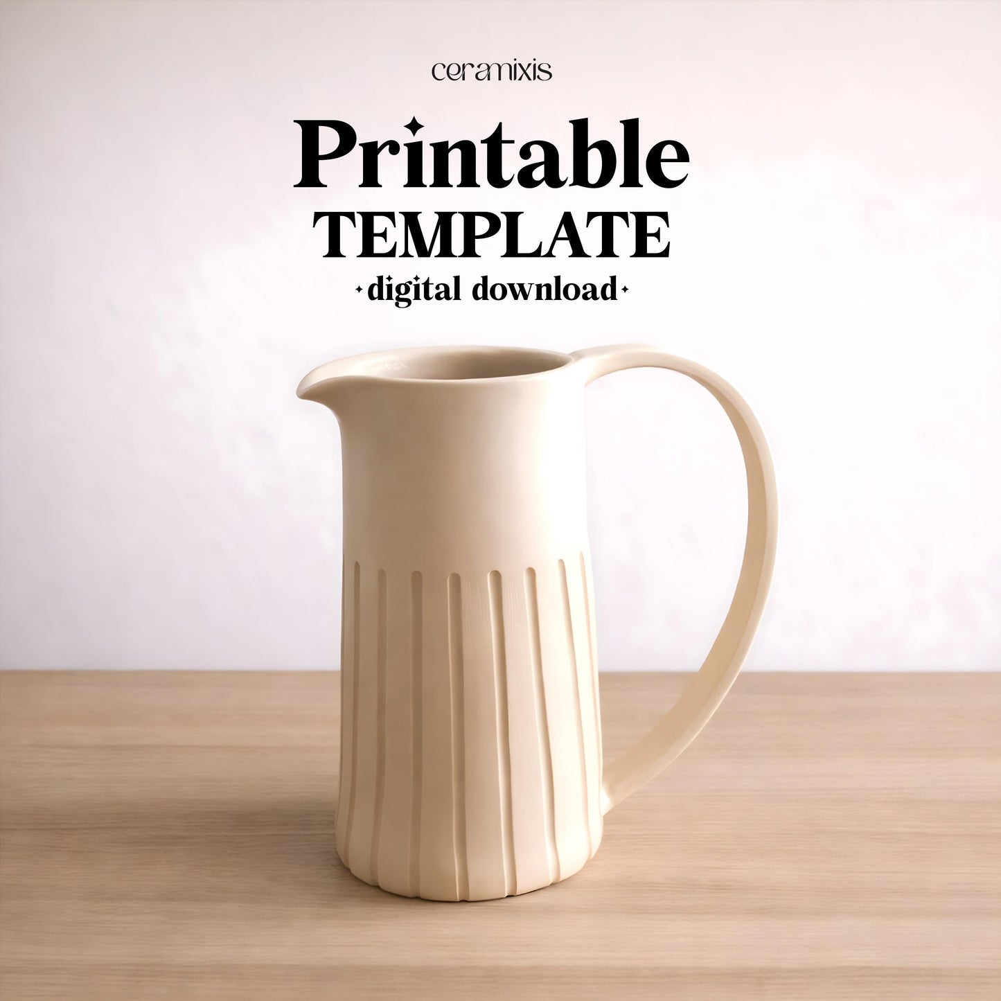 Jug Pottery Template, Ceramic Slab Building, Digital Download