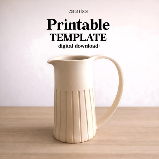 Jug Pottery Template, Ceramic Slab Building, Digital Download
