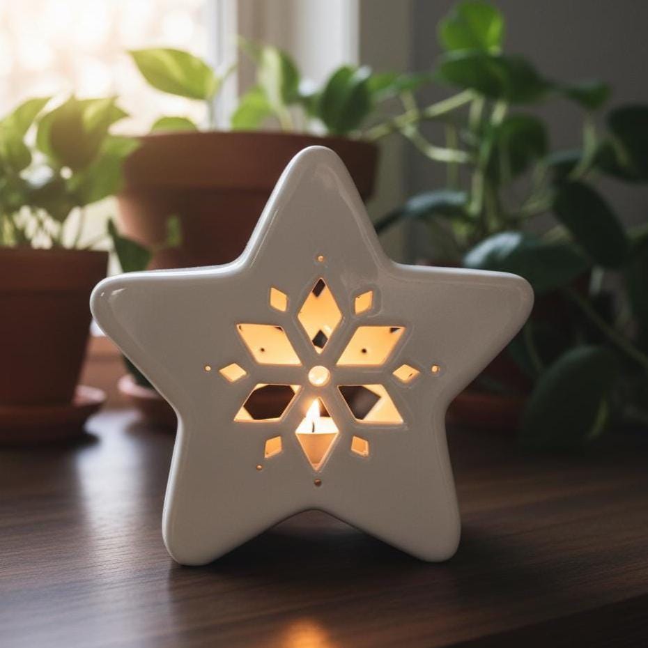 Star Candle Holder Pottery Template, Ceramic Slab Building, Digital Download