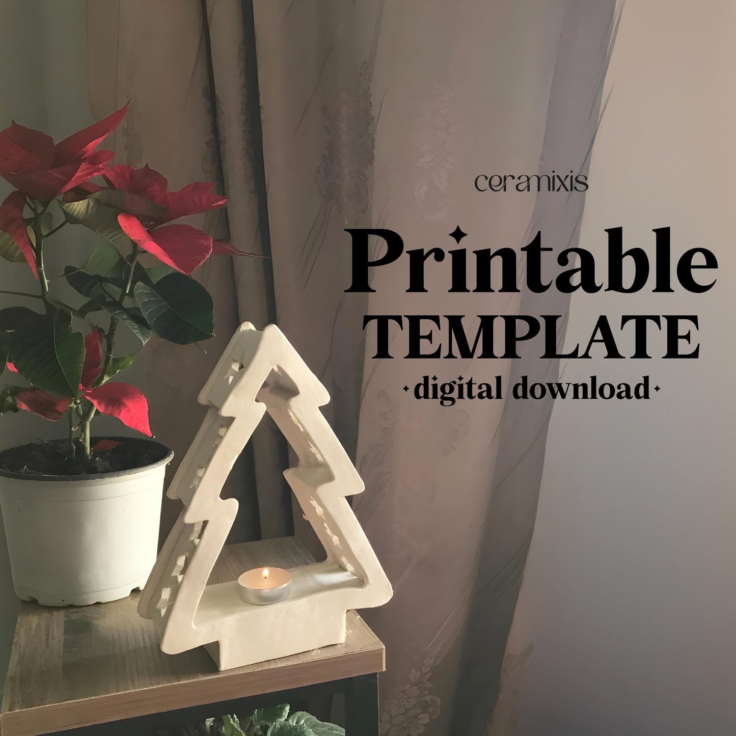 Tree Candle Holder Pottery Template, Ceramic Slab Building, Digital Download