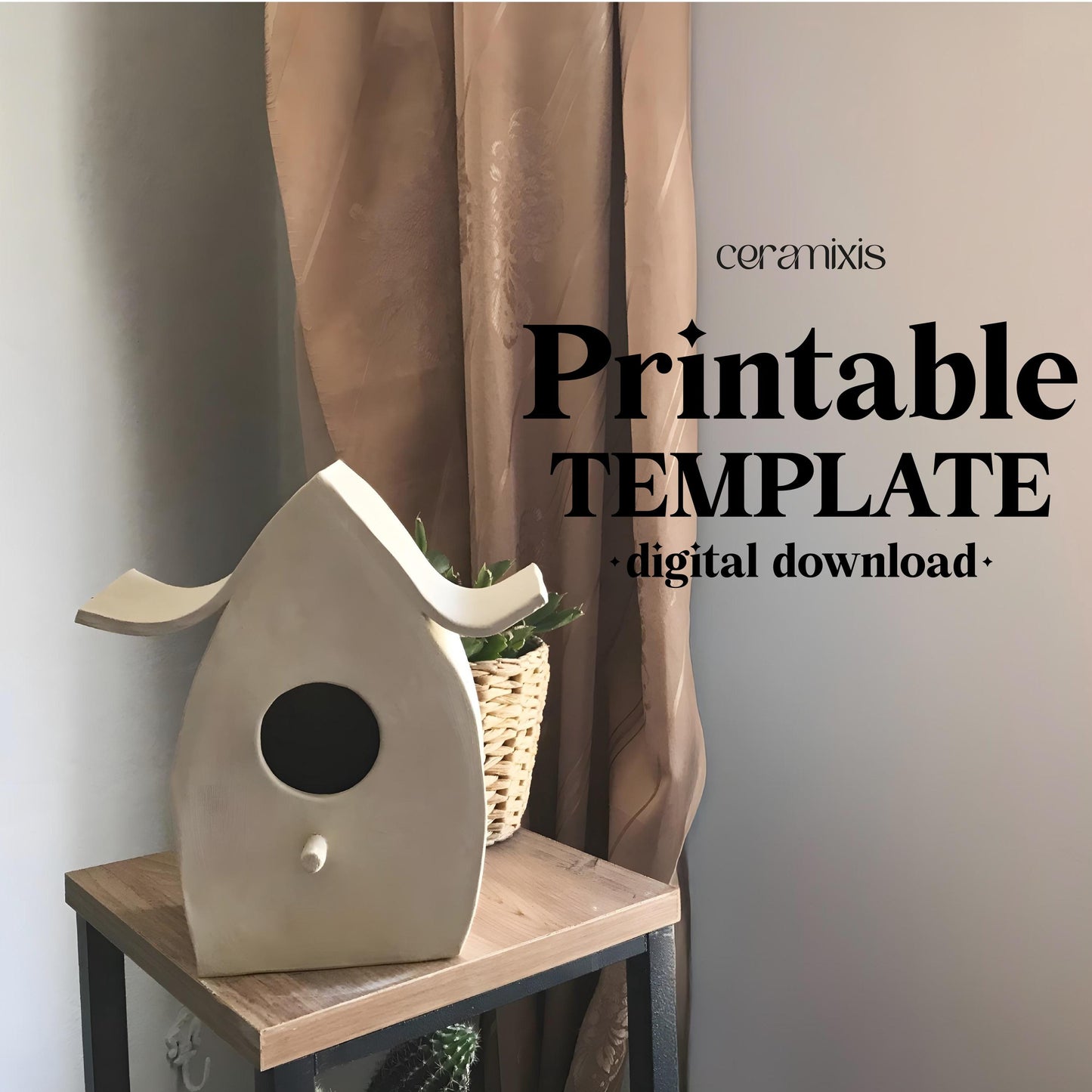 Birdhouse Pottery Template, Ceramic Slab Building, Digital Download