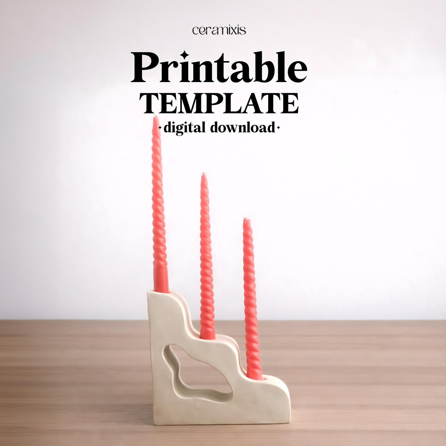 Candle Holder Pottery Template, Ceramic Slab Building, Digital Download