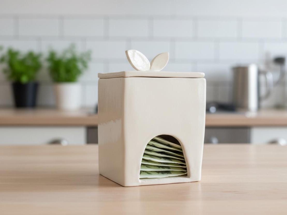 Tea Bag Dispenser Pottery Template, Ceramic Slab Building, Digital Download