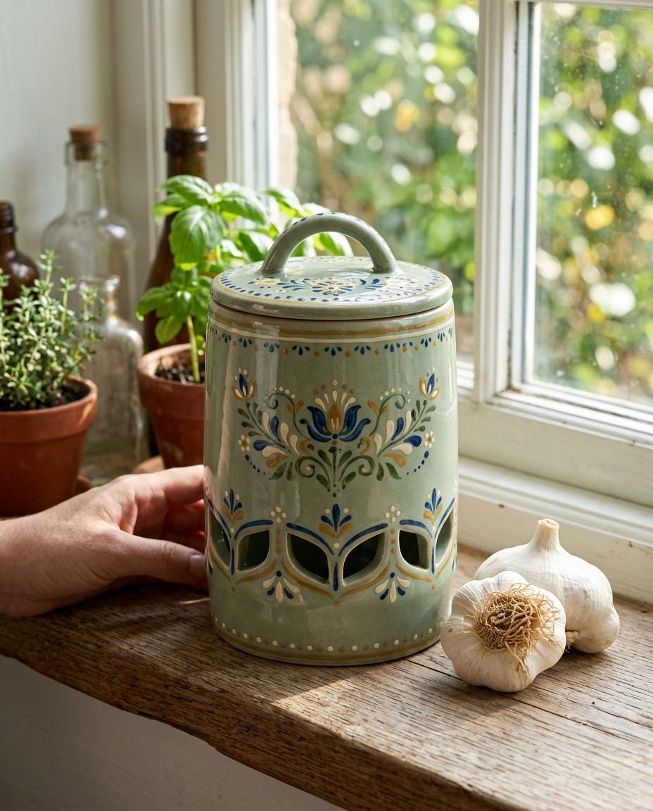 Garlic Keeper Pottery Template, Ceramic Slab Building, Digital Download
