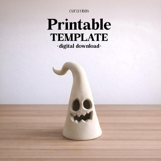 Ghost Candle Holder Pottery Template, Halloween Decor, Ceramic Slab Building, Digital Download