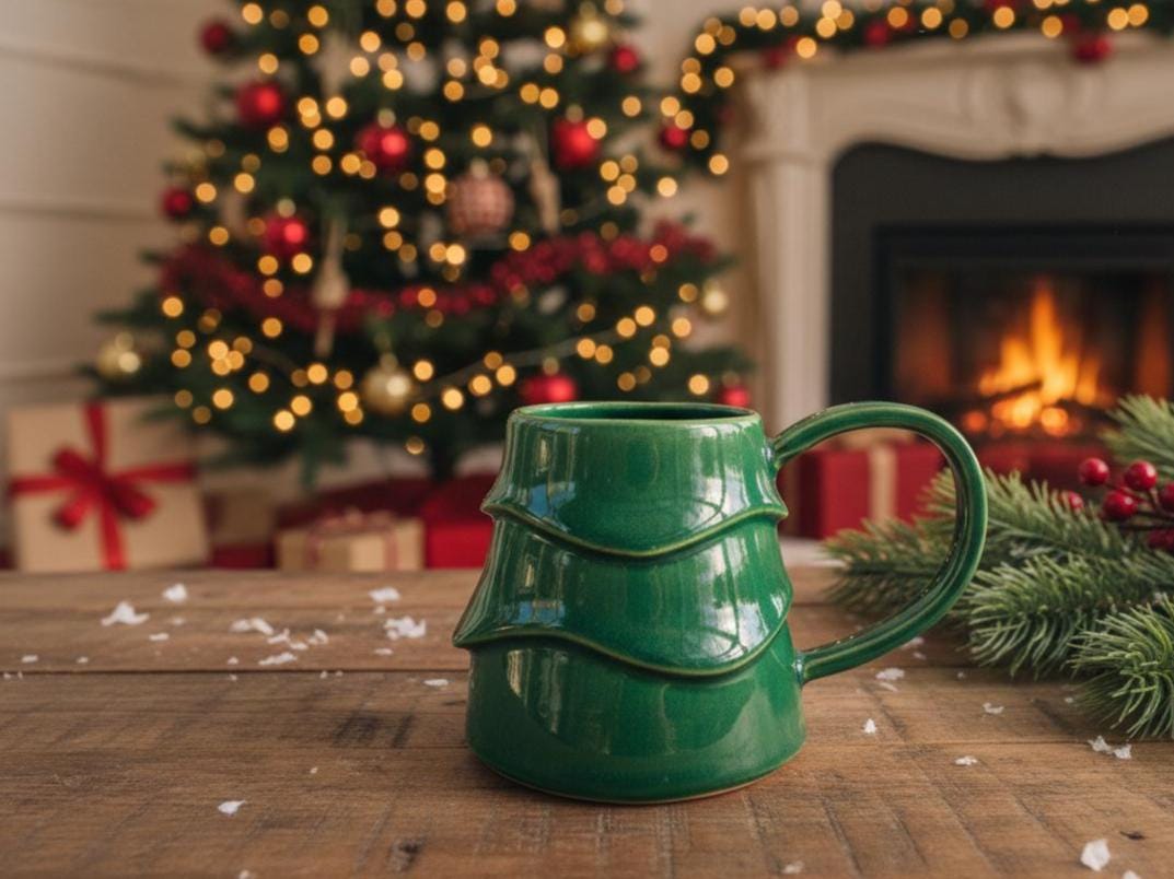 Tree Mug Pottery Template, Christmas Ceramic, Slab Building, Digital Download