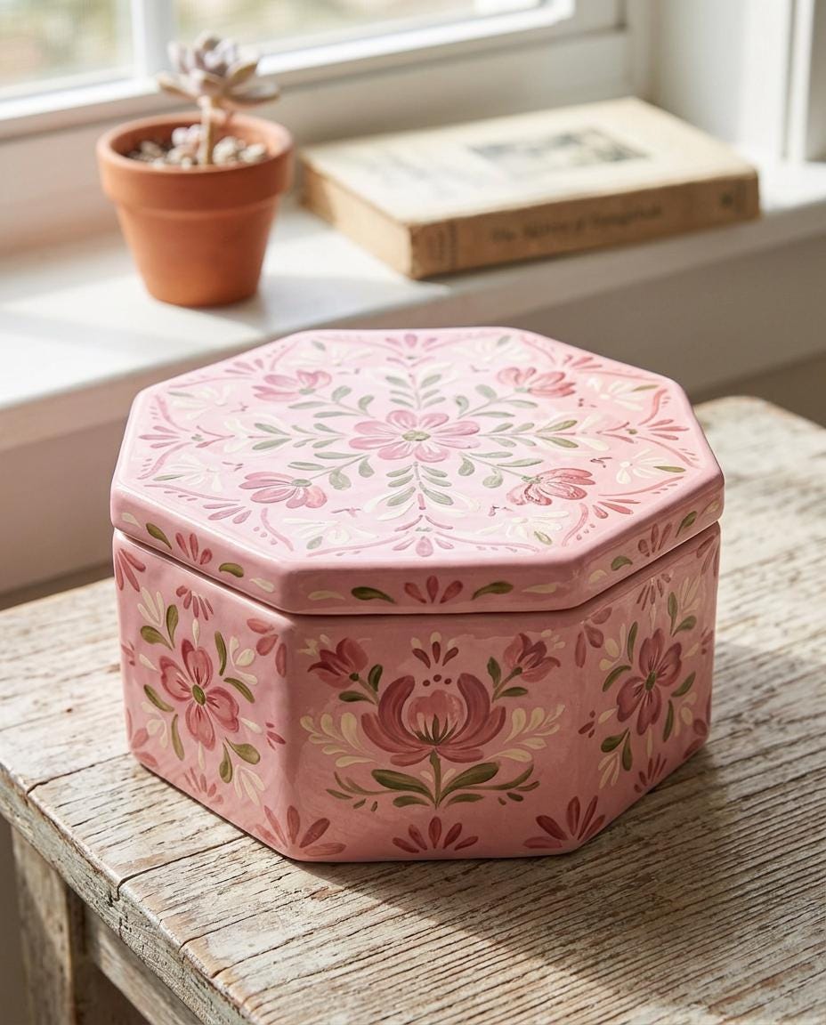 Hexagon Lidded Box Pottery Template, Ceramic Slab Building, Digital Download