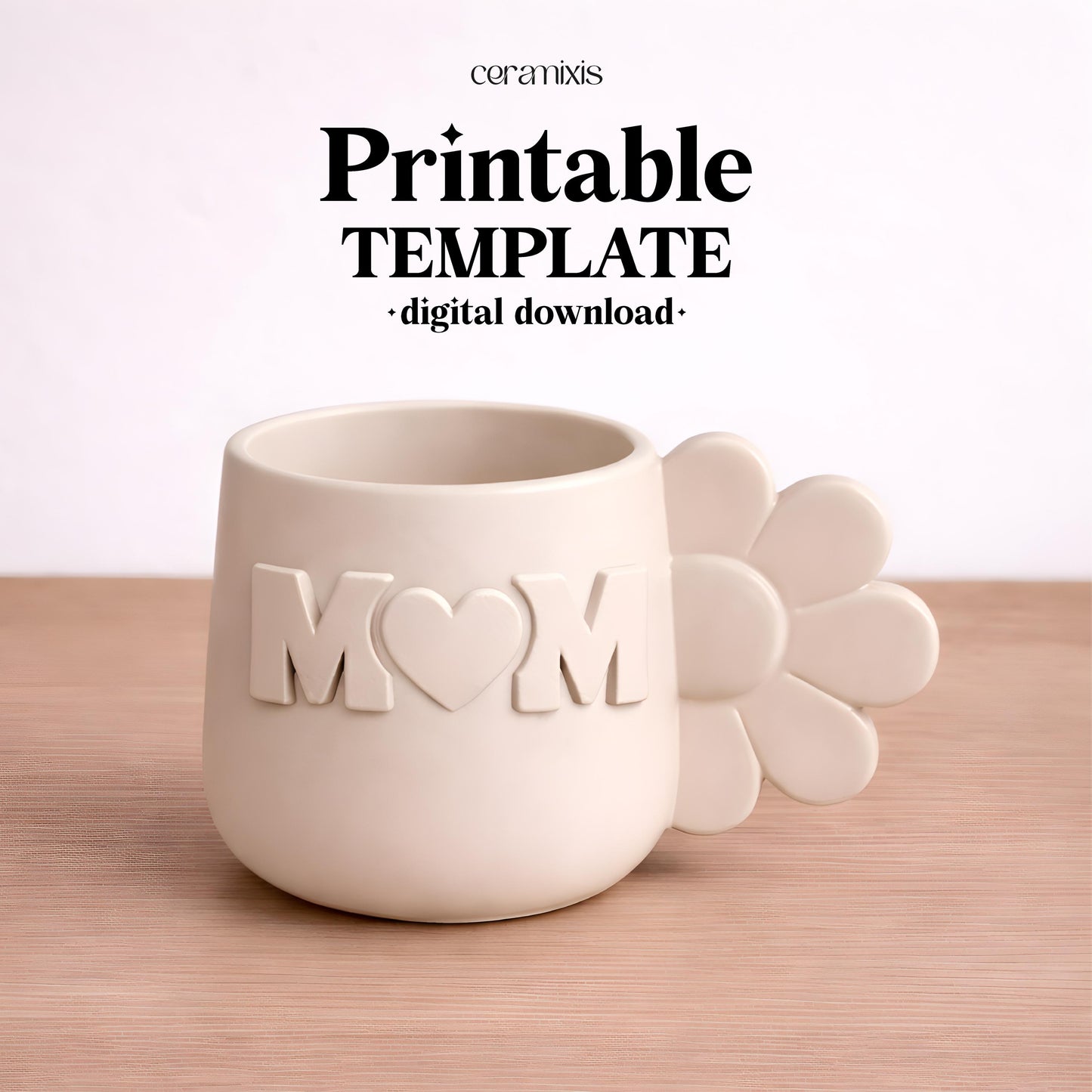Mom Mug Pottery Template, Ceramic Slab Building, Digital Download