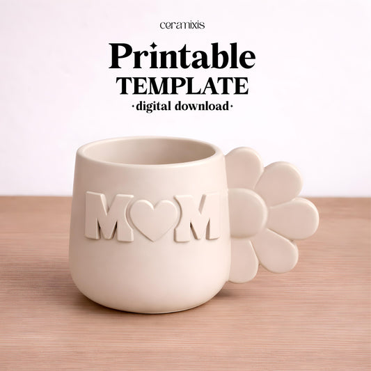 Mom Mug Pottery Template, Ceramic Slab Building, Digital Download