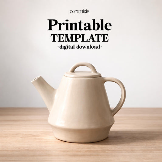 Teapot Pottery Template, Ceramic Slab Building, Digital Download