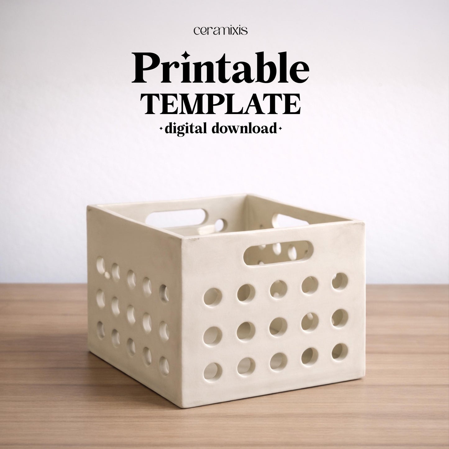 Square Organizer Box Pottery Template, Ceramic Slab Building, Digital Download