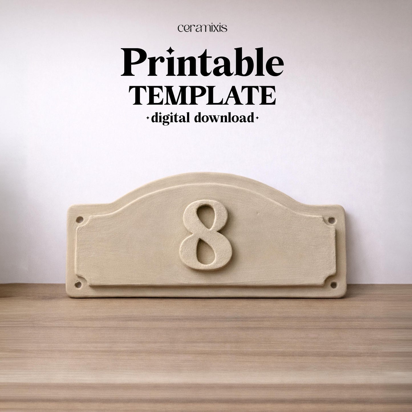 House Number Sign Pottery Template, Ceramic Slab Building, Digital Download
