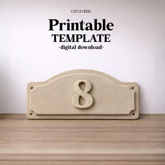 House Number Sign Pottery Template, Ceramic Slab Building, Digital Download
