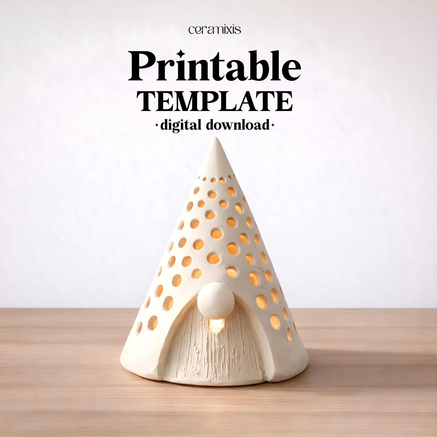 Dwarf Candle Holder Pottery Template, Ceramic Slab Building, Digital Download