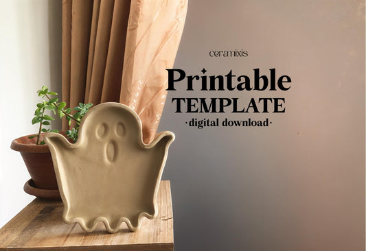 Ghost Plate Pottery Template, Halloween Decor, Ceramic Slab Building, Digital Download
