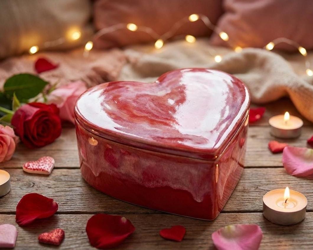 Lidded Heart Shape Box Pottery Template, Valentines Day Decor, Ceramic Slab Building, Digital Download