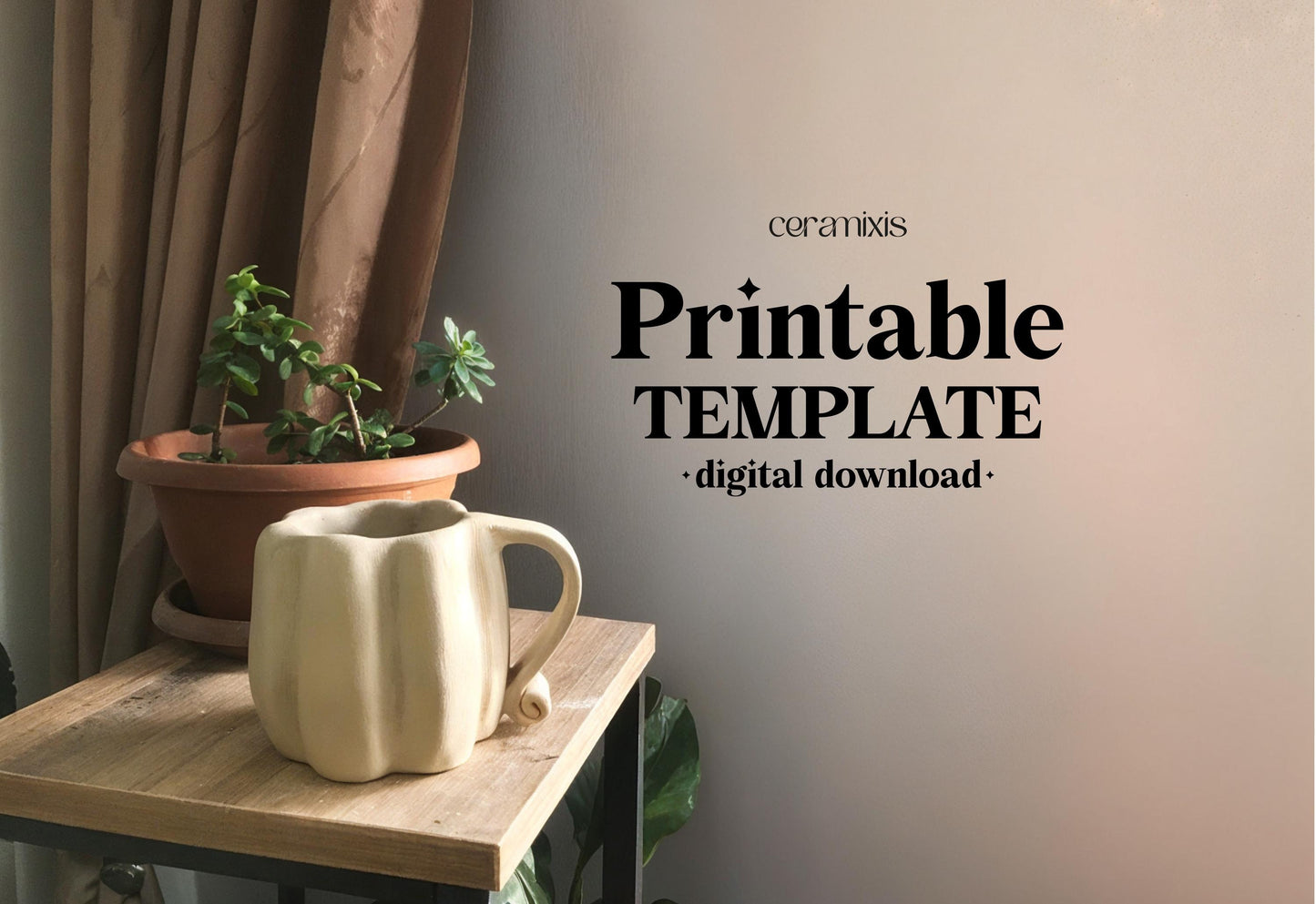 Pumpkin Mug Slab Building Template | Pottery Template | Ceramic Tools | Handbuilding | Digital Download | Halloween Cup